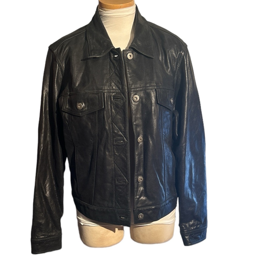 Liz Claiborne Lizwear Jeans Leather Jacket Vintage Bomber Style Size Large